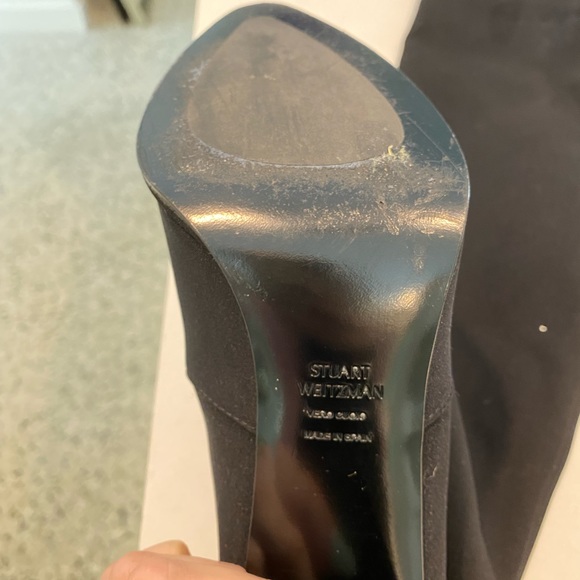 LIKE NEW Stuart Weitzman over the knee thigh high black boot. Scuba material - Picture 5 of 13